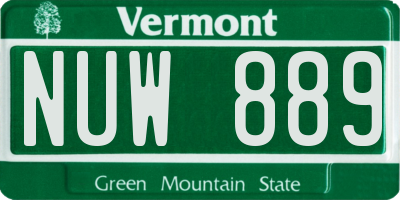 VT license plate NUW889