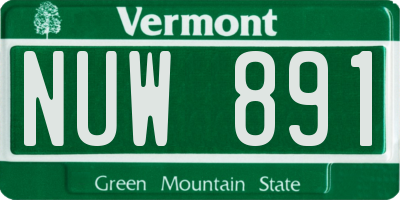 VT license plate NUW891