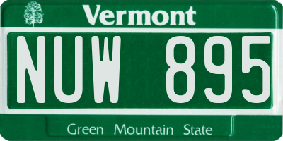 VT license plate NUW895