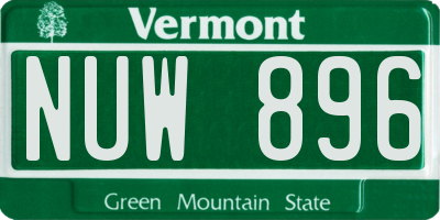 VT license plate NUW896