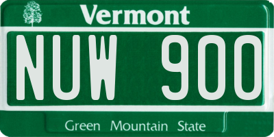 VT license plate NUW900