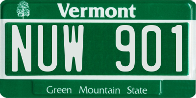 VT license plate NUW901