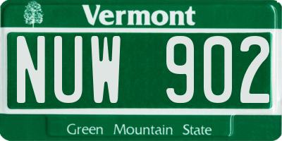VT license plate NUW902