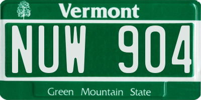 VT license plate NUW904
