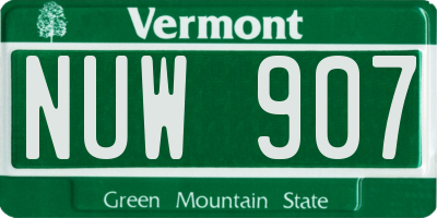 VT license plate NUW907