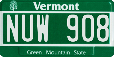 VT license plate NUW908