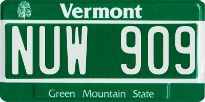 VT license plate NUW909