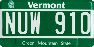 VT license plate NUW910