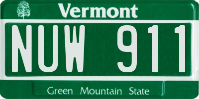 VT license plate NUW911