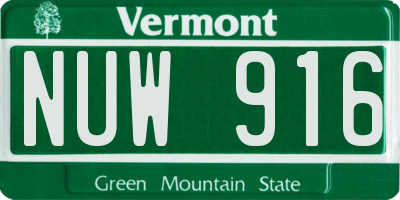 VT license plate NUW916