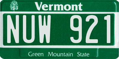 VT license plate NUW921
