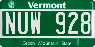 VT license plate NUW928