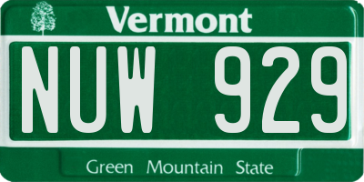 VT license plate NUW929