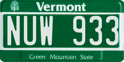 VT license plate NUW933