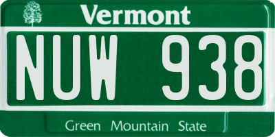 VT license plate NUW938