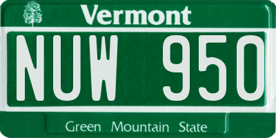 VT license plate NUW950