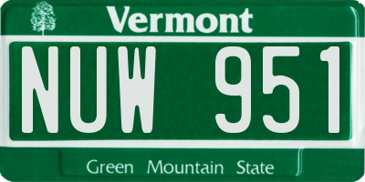 VT license plate NUW951