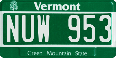 VT license plate NUW953