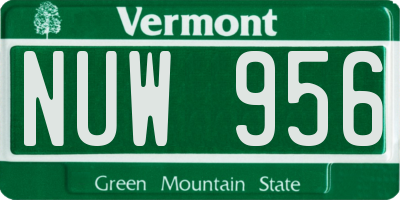 VT license plate NUW956
