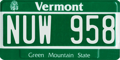 VT license plate NUW958