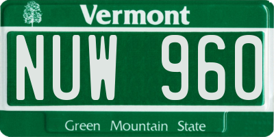 VT license plate NUW960