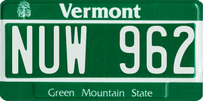 VT license plate NUW962