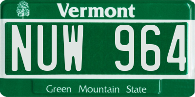 VT license plate NUW964