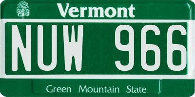 VT license plate NUW966