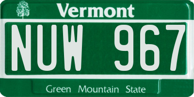 VT license plate NUW967