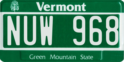 VT license plate NUW968
