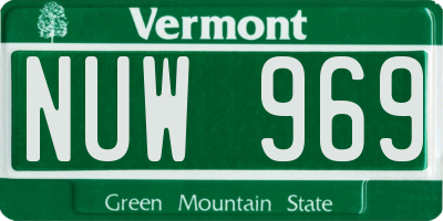 VT license plate NUW969