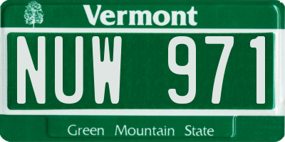 VT license plate NUW971