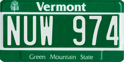 VT license plate NUW974
