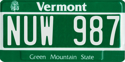 VT license plate NUW987
