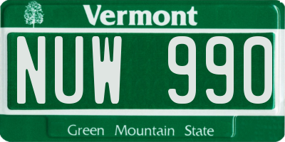 VT license plate NUW990