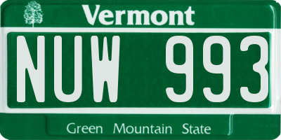 VT license plate NUW993