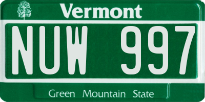VT license plate NUW997