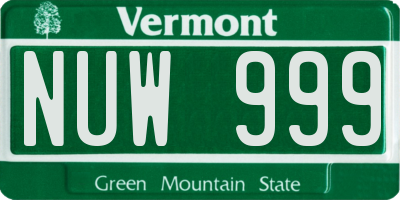 VT license plate NUW999