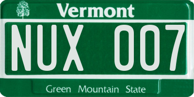 VT license plate NUX007