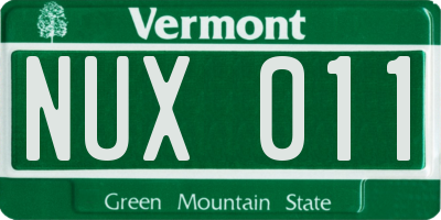 VT license plate NUX011