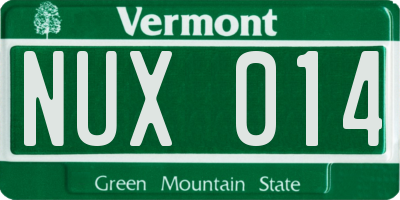 VT license plate NUX014