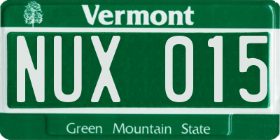 VT license plate NUX015