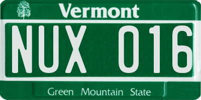 VT license plate NUX016