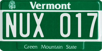 VT license plate NUX017