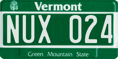 VT license plate NUX024