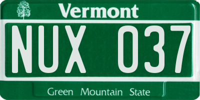 VT license plate NUX037