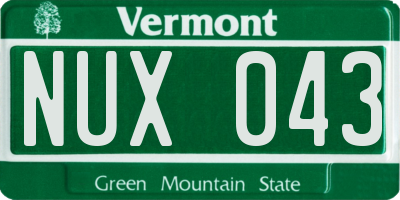 VT license plate NUX043