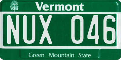 VT license plate NUX046