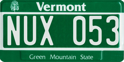 VT license plate NUX053
