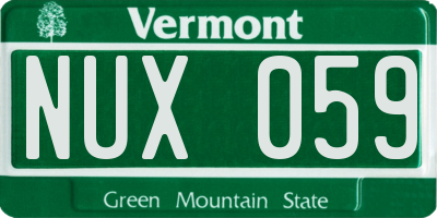 VT license plate NUX059